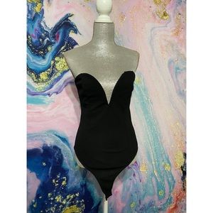 Black deep v bodysuit